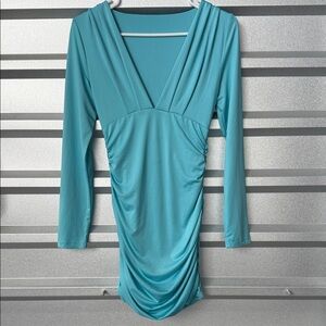 Elegant Teal Long Sleeve Dress